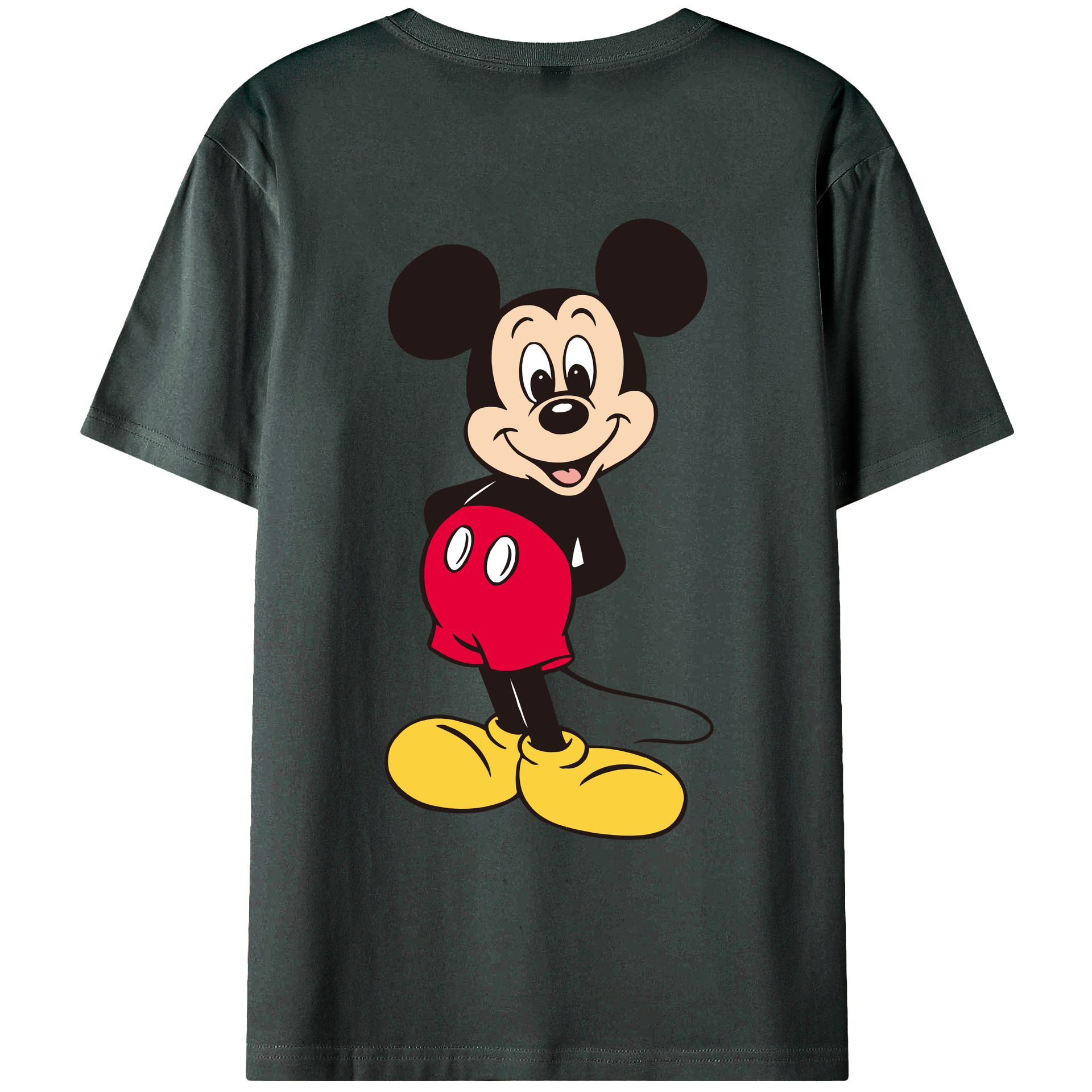 ミッキーマウス Mickey Mouse 綿100％ メンズ半袖Tシャツ（バックプリント） 通気性